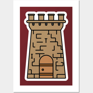 Stone Castle Tower Sticker vector illustration. Building Landmark object icon concept. Abstract castle sticker design logo with shadow. Posters and Art